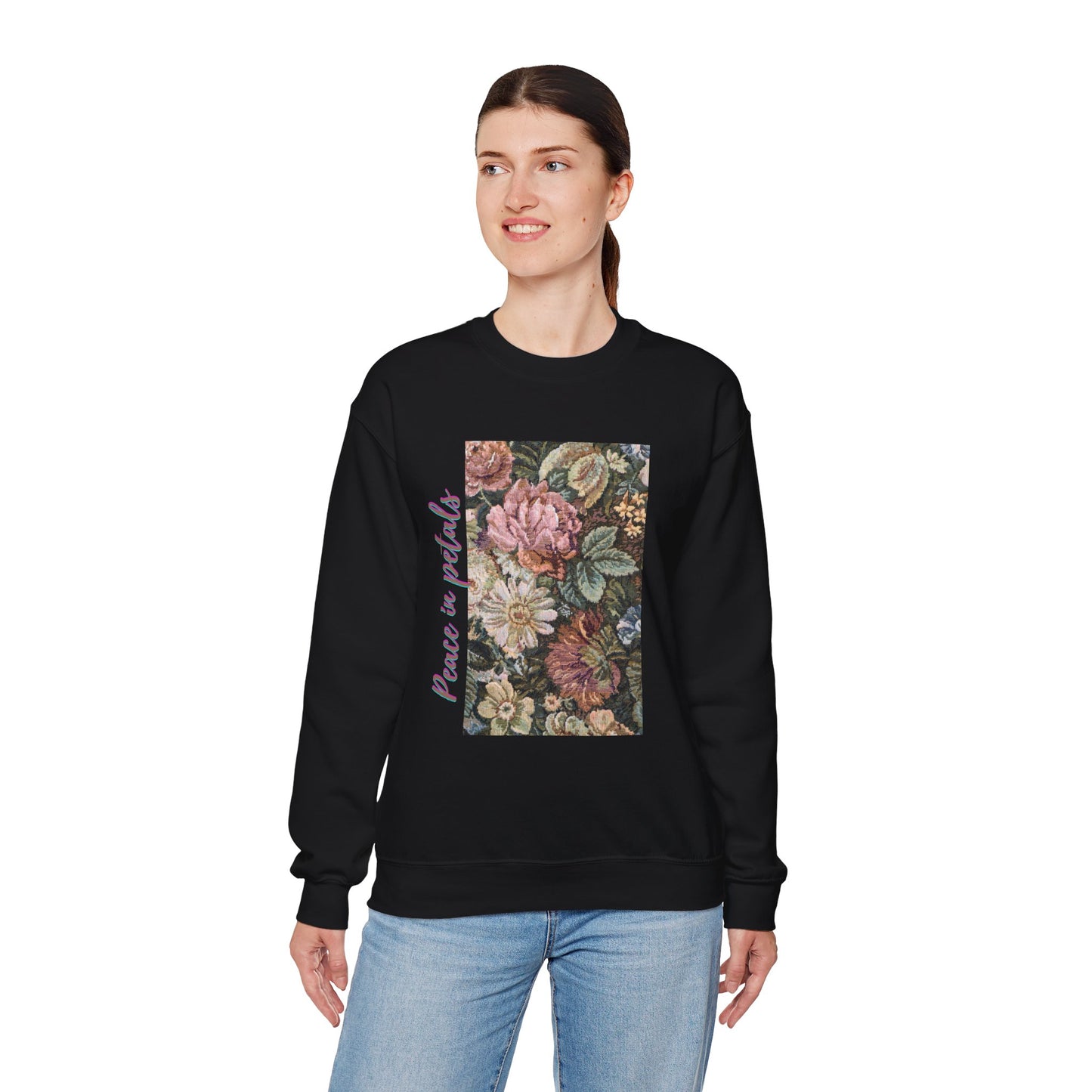 Peace in Petals Crewneck Sweatshirt, Cozy Floral Layer, Unisex Gift, Fall Fashion, Casual Comfort Sweatshirt