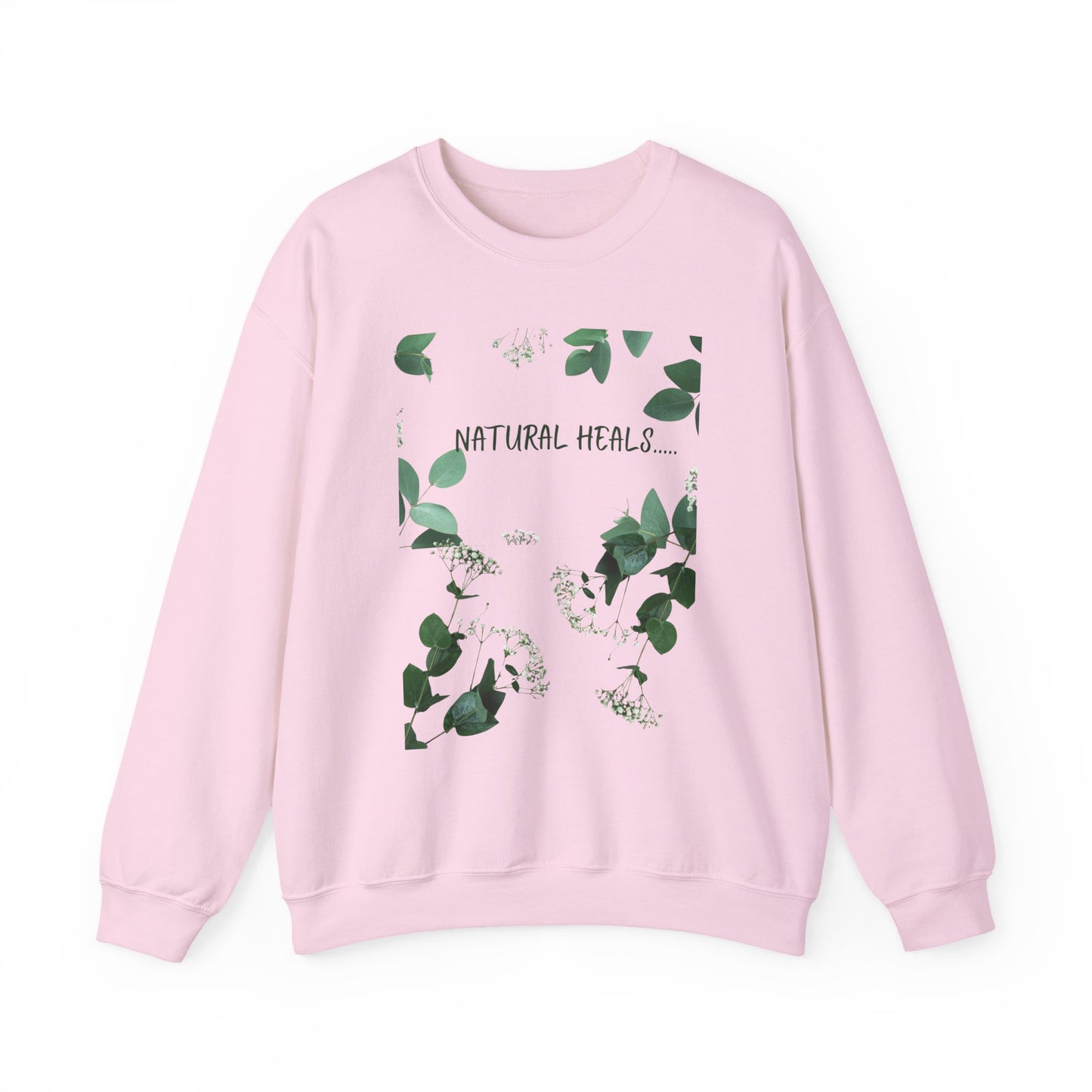 Natural Heals Crewneck Sweatshirt, Eco-Friendly Sweatshirt, Botanical Print Apparel, Cozy Gift for Nature Lovers, Sustainable Fashion