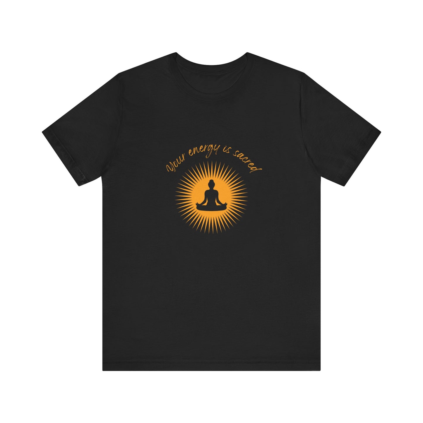 Meditation Energy Tee – Unisex Mindfulness T-Shirt, Yoga & Spiritual Apparel, Inspirational Gift for Meditation Lovers, Black Relaxed Fit Shirt