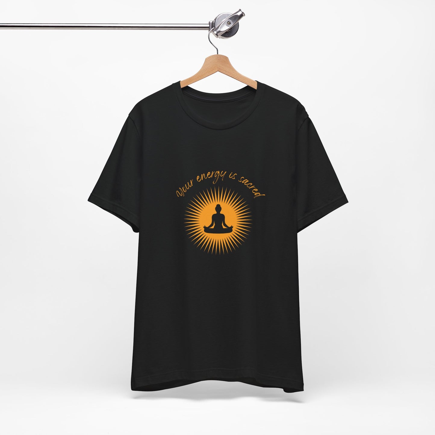 Meditation Energy Tee – Unisex Mindfulness T-Shirt, Yoga & Spiritual Apparel, Inspirational Gift for Meditation Lovers, Black Relaxed Fit Shirt