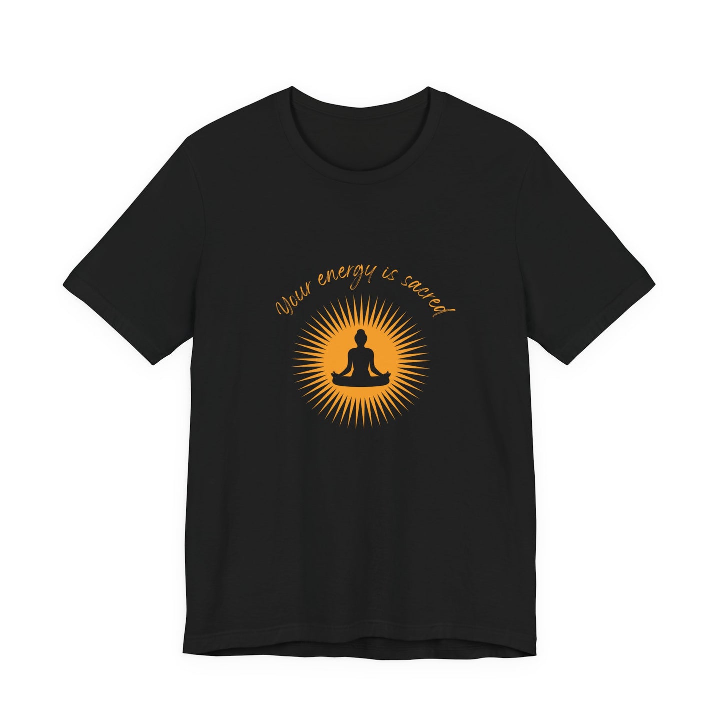 Meditation Energy Tee – Unisex Mindfulness T-Shirt, Yoga & Spiritual Apparel, Inspirational Gift for Meditation Lovers, Black Relaxed Fit Shirt