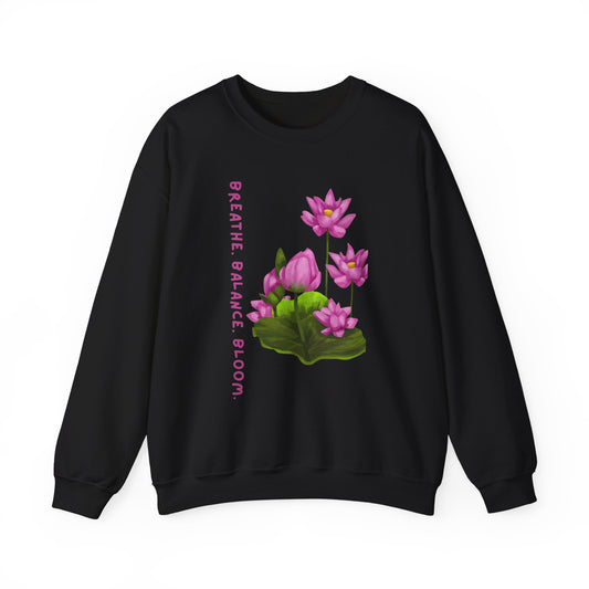 Blooming Serenity Floral Sweatshirt – Relaxed Fit Cozy Mindfulness Apparel, Breathe & Balance Yoga Gift