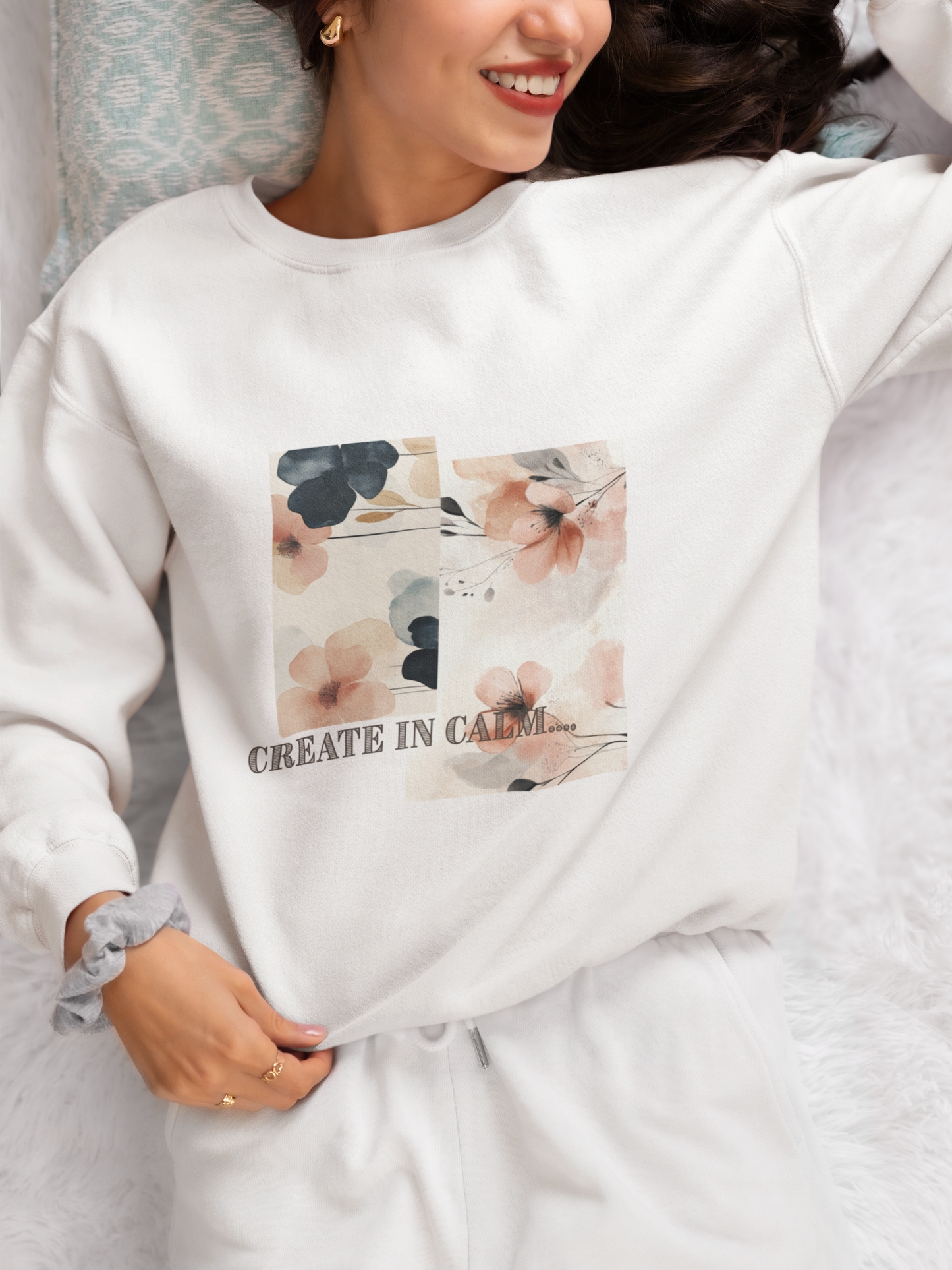 Floral Inspirational Crewneck Sweatshirt - Cozy Unisex Pullover for Art Lovers, Gifts, Motivation, Spring Fashion, Home Comfort