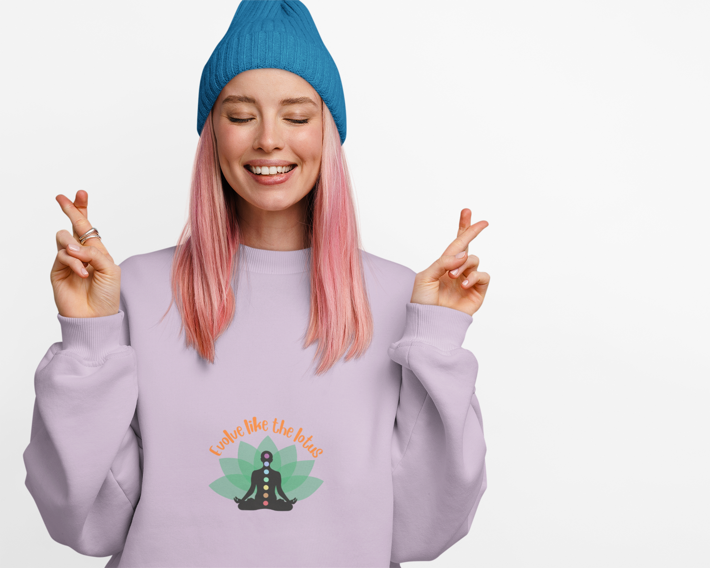 Chakra Meditation Sweatshirt — 'Breathe Like the Lotus' Yoga Crewneck