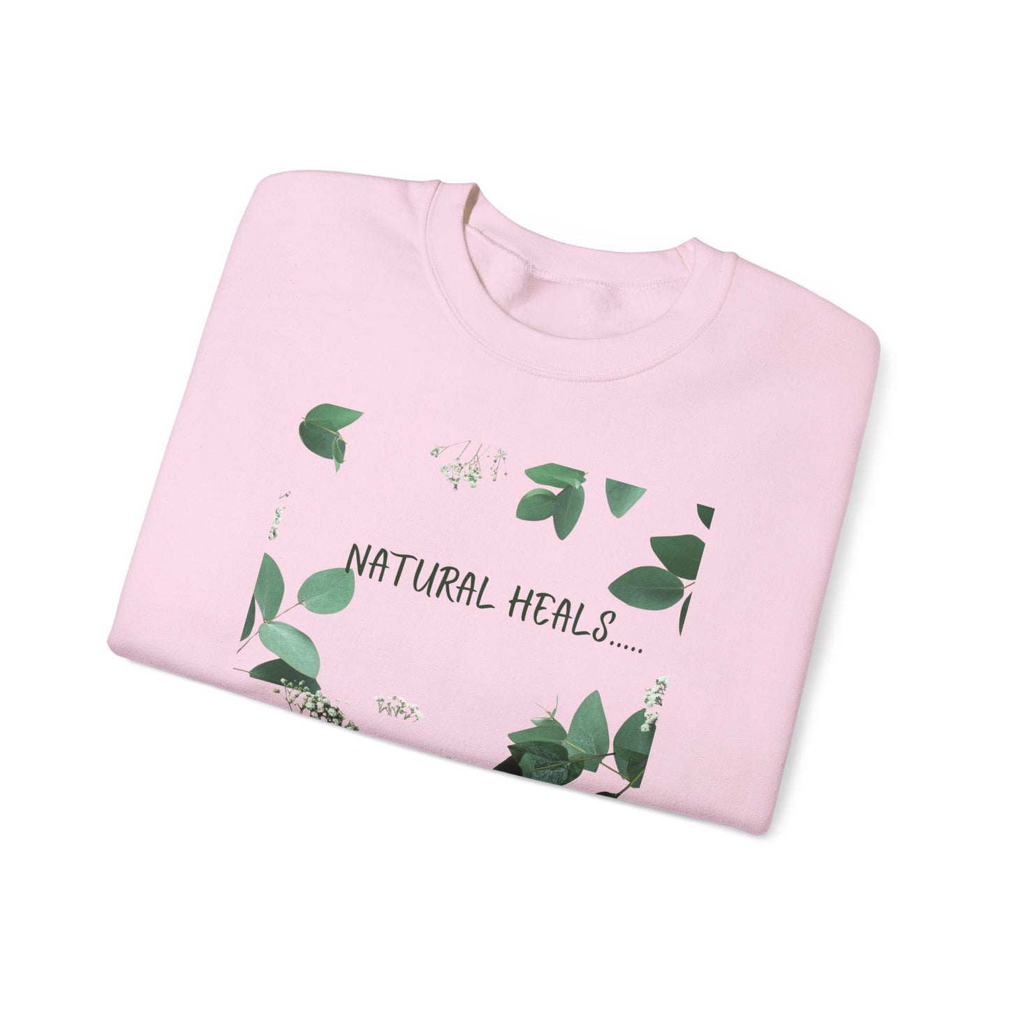 Natural Heals Crewneck Sweatshirt, Eco-Friendly Sweatshirt, Botanical Print Apparel, Cozy Gift for Nature Lovers, Sustainable Fashion
