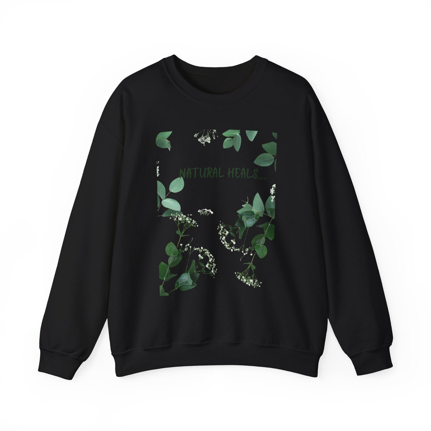 Natural Heals Crewneck Sweatshirt, Eco-Friendly Sweatshirt, Botanical Print Apparel, Cozy Gift for Nature Lovers, Sustainable Fashion