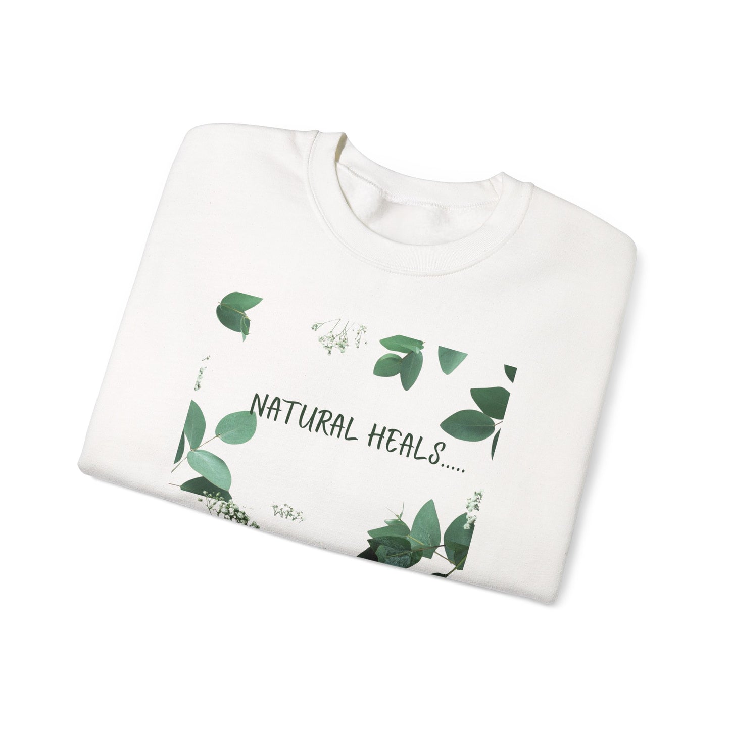 Natural Heals Crewneck Sweatshirt, Eco-Friendly Sweatshirt, Botanical Print Apparel, Cozy Gift for Nature Lovers, Sustainable Fashion
