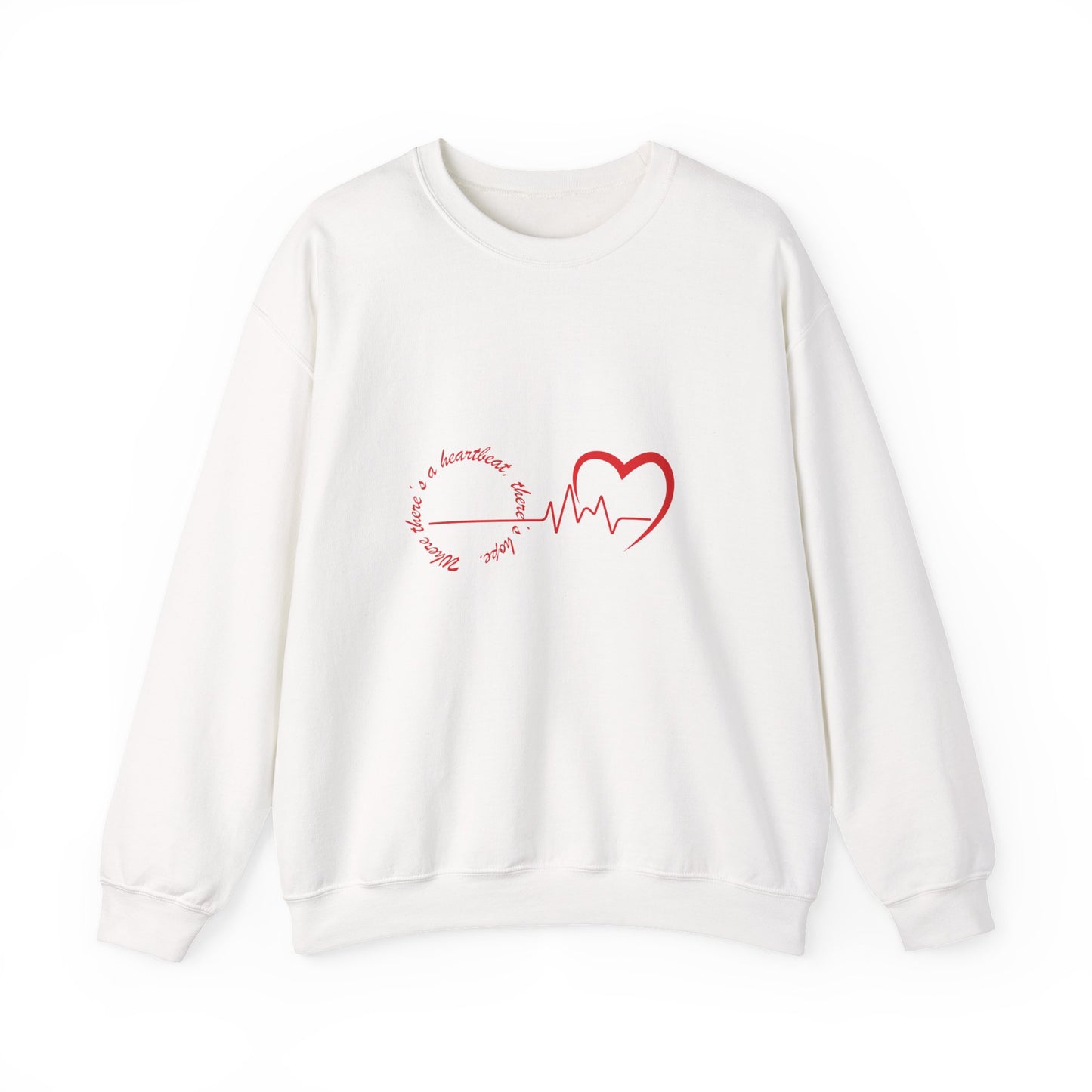 Heartbeat Love Crewneck Sweatshirt – Romantic Unisex Valentine’s Day Sweater, Cozy Gift for Him & Her, Casual Heartbeat Design Apparel