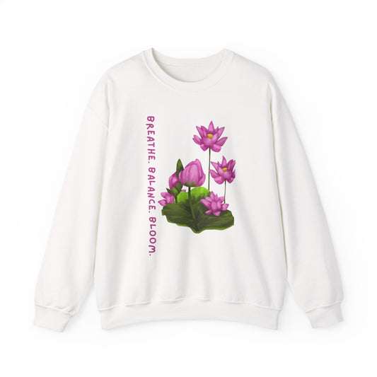 Blooming Serenity Floral Sweatshirt – Relaxed Fit Cozy Mindfulness Apparel, Breathe & Balance Yoga Gift