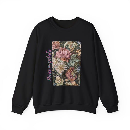 Peace in Petals Crewneck Sweatshirt, Cozy Floral Layer, Unisex Gift, Fall Fashion, Casual Comfort Sweatshirt