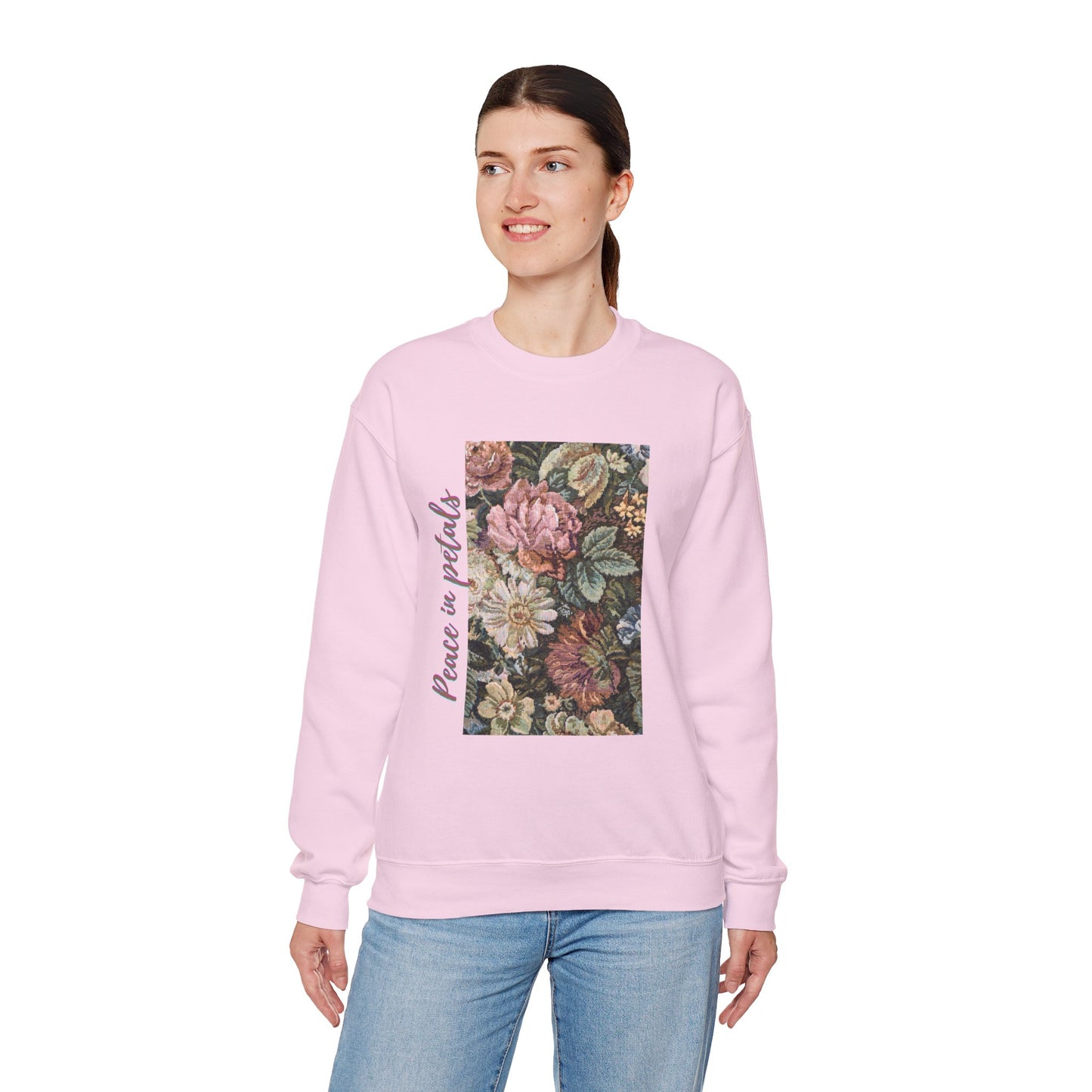 Peace in Petals Crewneck Sweatshirt, Cozy Floral Layer, Unisex Gift, Fall Fashion, Casual Comfort Sweatshirt