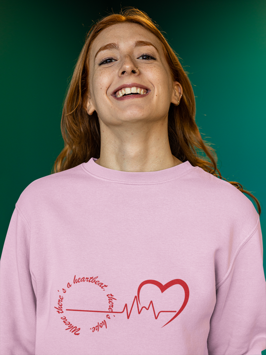 Heartbeat Love Crewneck Sweatshirt – Romantic Unisex Valentine’s Day Sweater, Cozy Gift for Him & Her, Casual Heartbeat Design Apparel