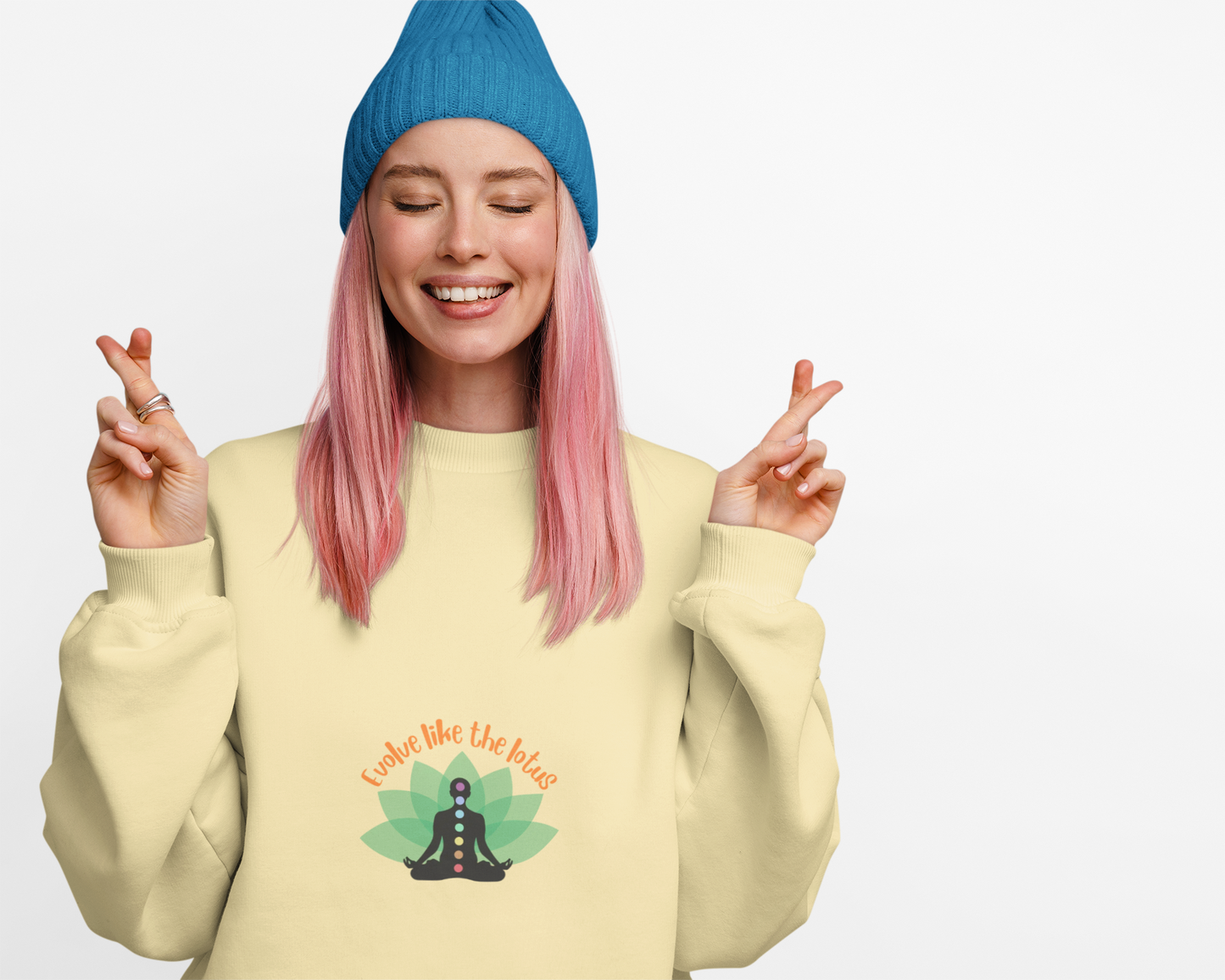 Chakra Meditation Sweatshirt — 'Breathe Like the Lotus' Yoga Crewneck