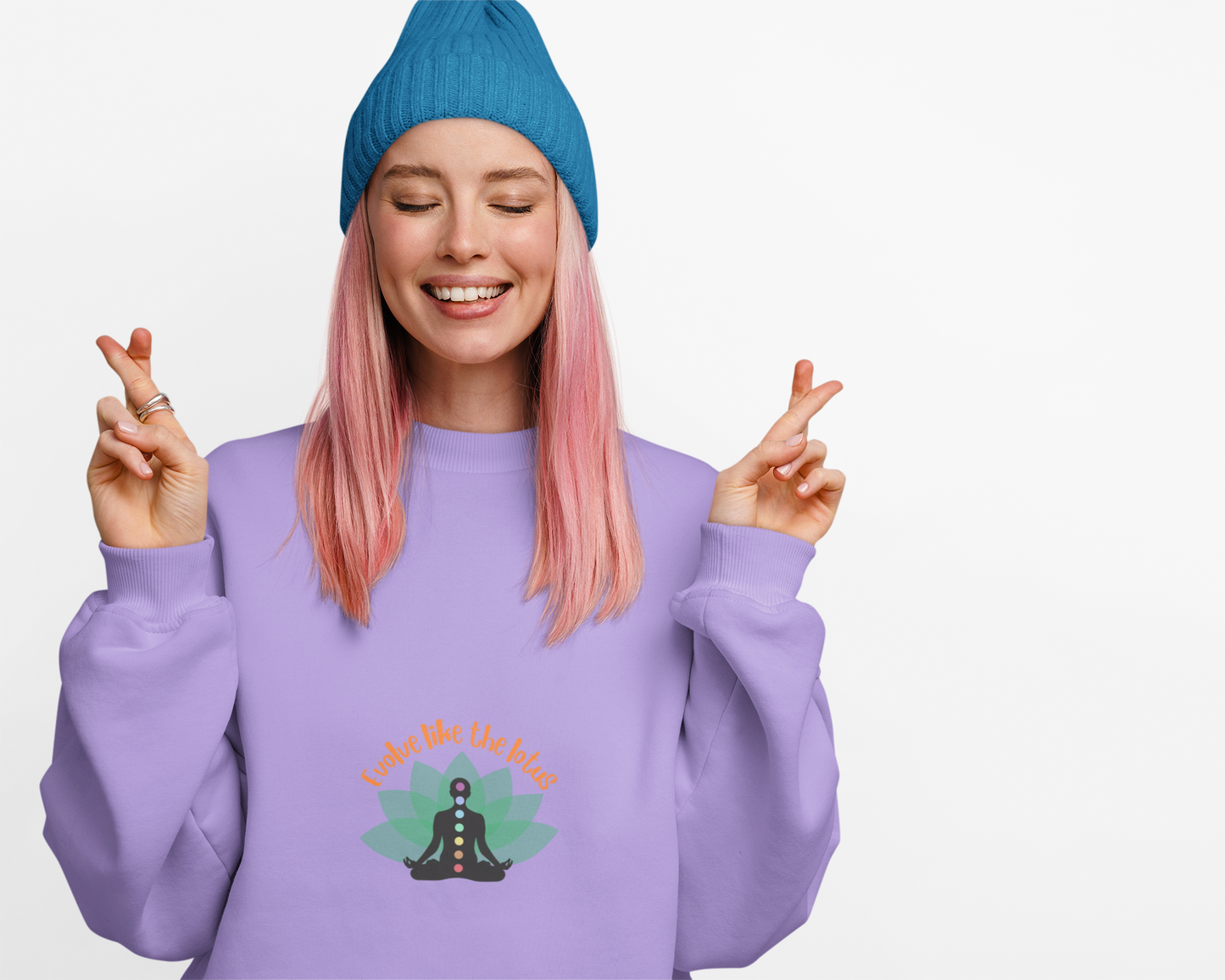 Chakra Meditation Sweatshirt — 'Breathe Like the Lotus' Yoga Crewneck
