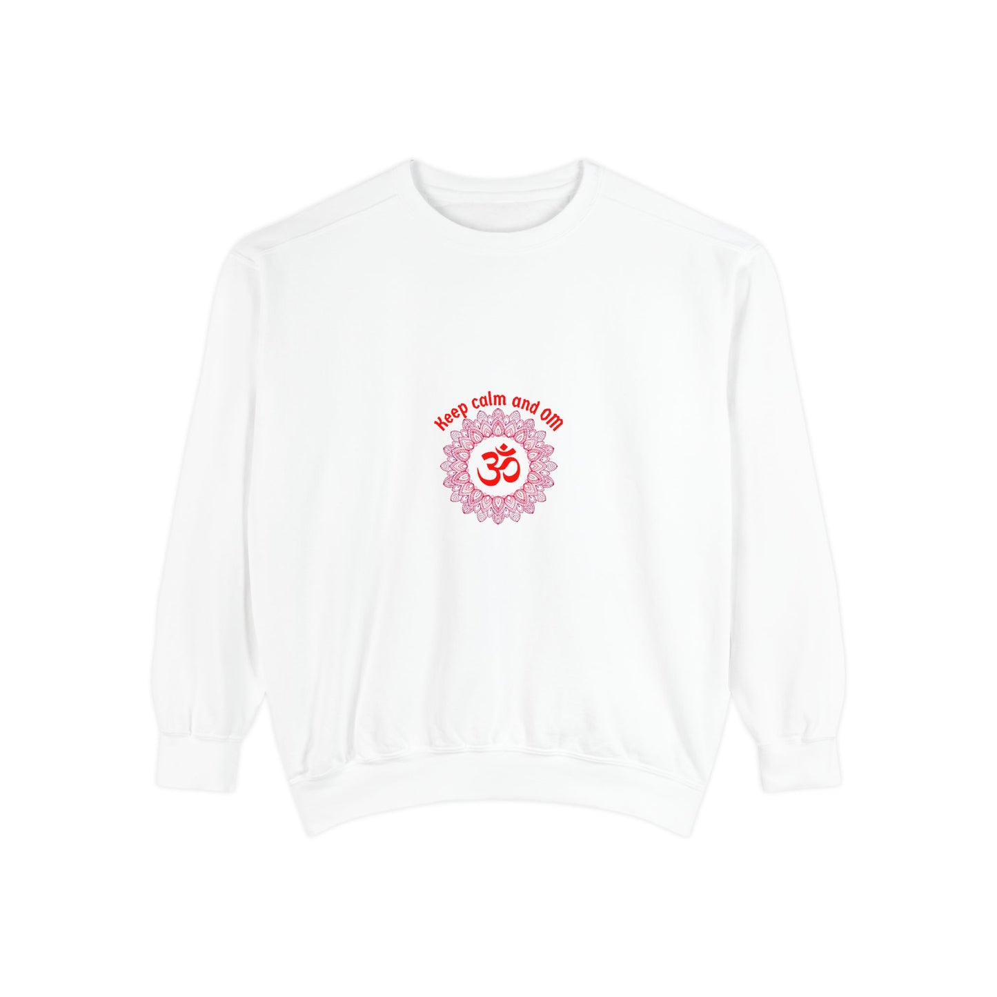 Calm and Om — Yoga Sweatshirt with Mandala Chest Graphic