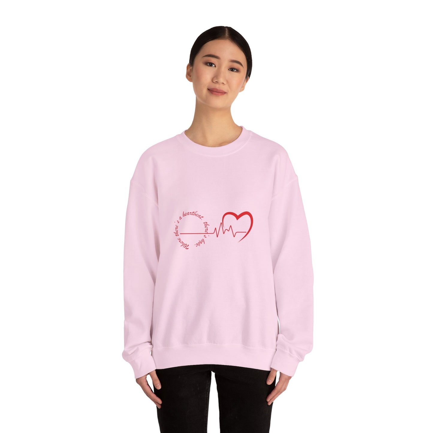 Heartbeat Love Crewneck Sweatshirt – Romantic Unisex Valentine’s Day Sweater, Cozy Gift for Him & Her, Casual Heartbeat Design Apparel