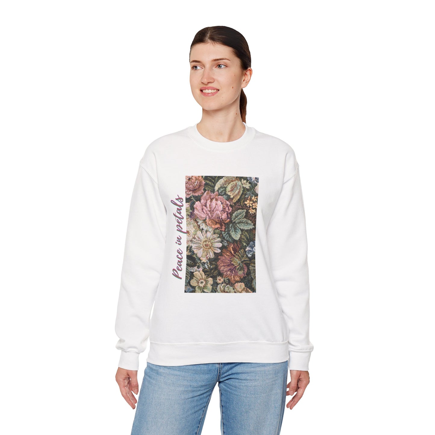Peace in Petals Crewneck Sweatshirt, Cozy Floral Layer, Unisex Gift, Fall Fashion, Casual Comfort Sweatshirt