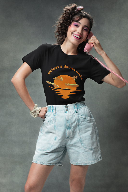 Wellness is the New Wealth T-Shirt – Inspirational Unisex Tee, Motivational Wellness Shirt, Eco-Friendly Casual Wear, Yoga & Mindfulness Apparel, Positive Vibes Gift for Men & Women